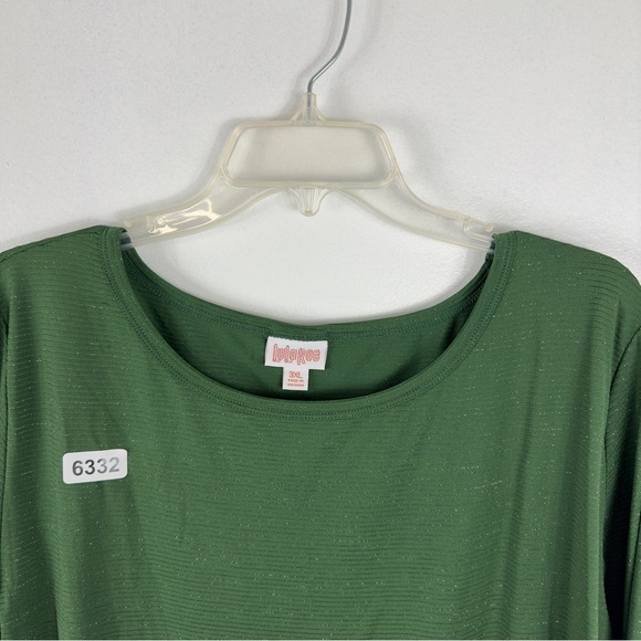 Lularoe 3 xlarge geeen blouse 22-1/2 p2p 26” length great preowned condition - Picture 5 of 8